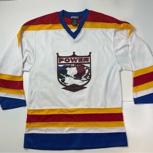 Vintage Hockey Jersey Power Play Logo 90s Apparatus Streetwear sz M 10-12 Youth